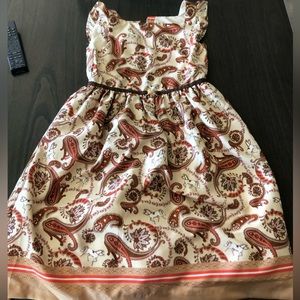Warm Colored Dress / Equestrian Horse Dress / Paisley Dress with Ruffle Sleeve